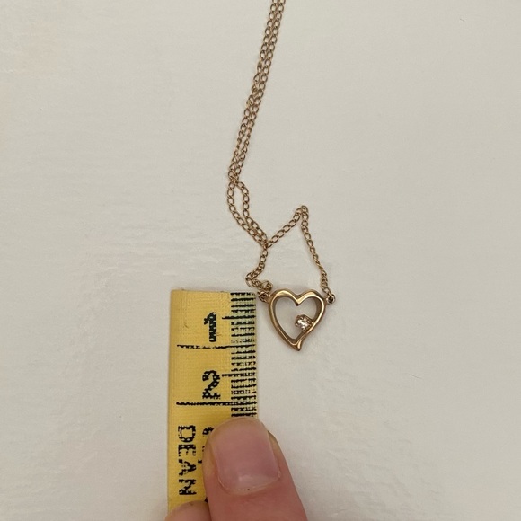 Vintage 14K & Diamond Open Heart Necklace - Picture 7 of 10